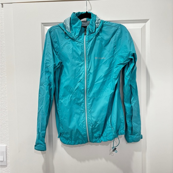 Columbia Women's Tiffany Blue Rain Jacket sz Medium - Picture 1 of 5